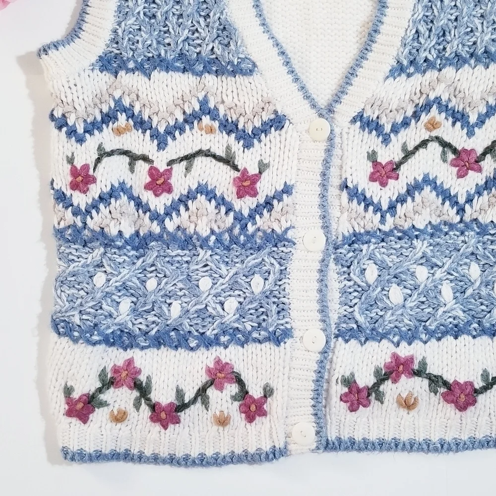 HUNTINGTON RIDGE Vintage Handknitted Cottagecore Vest S